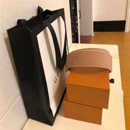 Belts mens womens Belt Black Genuine Leather black Gold Smooth Buckle with orange Gift Bag 35-46204f