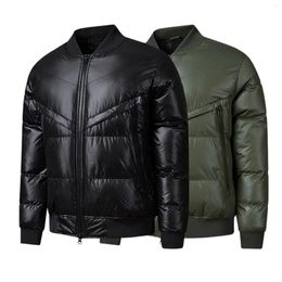 Men's Jackets Puff For Autumn Winter Short Solid Colour Warm Zipper Baseball Collar Down Jacket Anorak Coat Men Outwear Male Coats