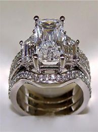 Vintage 3ct Gold Wedding 10K Engagement Diamond Ring Sets 925 Sterling Silver Lab Bijou Band For White Rings Women Men Jewellery Kkp3921377