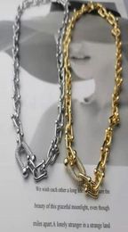 Classic with diamonds Hard-Wear Chains U-shaped ring buckle s link necklace Women High quality temperament lady couple chain bracelet N0-1016751254