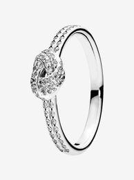 Shimmering Knot Ring Women's Wedding Jewelry with Original box for Real Sterling Silver CZ diamond Rings High quality8684635