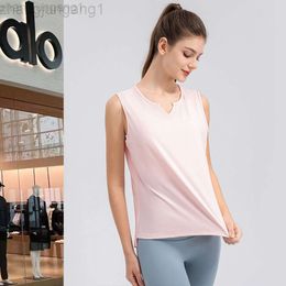 Desginer Alos Yoga Al T Shirt Summer Lightweight and Breathable Women's Tank Top in the United States Nude Feel Skincare Fitness Sports Quick Dry Cover