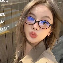 Sunglasses 2023 Korean Myopia Glasses Frame Flat Mirror Retro Small Oval Women Anti Blue Light Reading Goggles