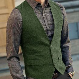 V-neck Classic Vest Men's Sleeveless Jacket Single-breasted Suit Male Social Clothing Suits Wedding Vintage Blazer