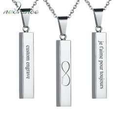 Nextvance Custom Square Strip Pendant Necklace Engraved Name Bar Necklace for Women Men Personalised Gift Geometric Jewelry6312612