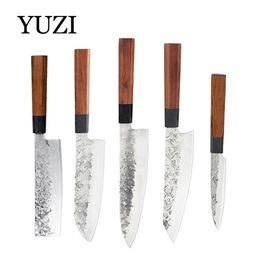 YUZI Coltelli da cucina 6 pezzi set forgiato chef giapponese Kiritsuke LNIFE mannaia per affettare utilità strumento di cottura268a migliore qualità