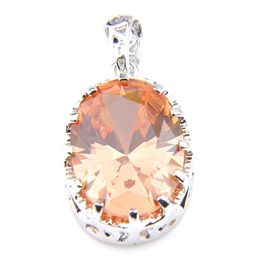 Luckyshine Fashion Special Oval Pendants Jewellery Wedding Party Champagne Morganite Stone Silver Plated 925 For Women Pendant Neckl2245