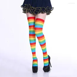 Women Socks Festival Party Costumes Props Striped Halloween Christmas Rainbow Pantyhose Stockings