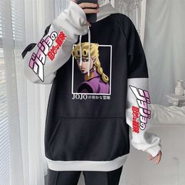 Jojo Bizarre Adventure Anime Haruku Hoodies Gothic Cool Giorno Giovanna Cartoon Men Winter Oversized Long Sleeve Sweatshirts