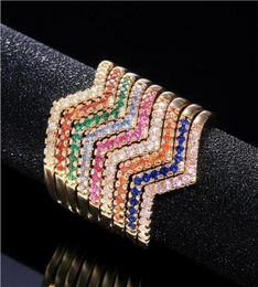 Choucong Unique Cocktail Fashion Jewellery 925 SilverGold Fill Finger Ring Multi Gemstones CZ Diamond Party Women Wedding Wave Ring2720613