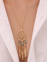 Fashion Dreamcatcher Feather Necklace Pendant Jewellery Whole A Clavicle Temperament Woman A Gift6597219