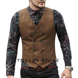 Men's Suede Casual Vests for Men Gothic Chaleco Wang Suit Jackets Elegant Vest Formal Man Ambo Male Suits Waistcoat Fan