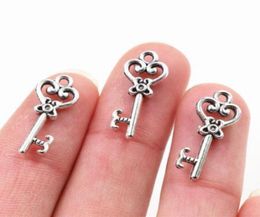 200Pcslot alloy Key Charms Antique silver Charms Pendant For necklace Jewellery Making findings 21x9mm1493456