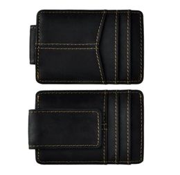 Male Quality Leather Fashion Travel Slim Wallet Front Pocket Magnetic Money Clip Mini Card Case Purse For Men 1017b2860103