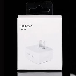 PD 35W 2 in 1 Chargers Dual USB C port power adapter fast charging US EU UK Wall Plug Charger for Apple MacBook HomePod iphone 11 12 13 14 15 pro max Double type usb c