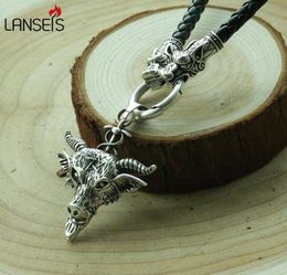 1pcs Sabbatic Goat Amulet Cord Necklace Baphomet Pendant 38mm Necklaces9542393