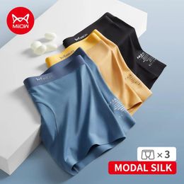 Underpants Miiow 3pcs Modal Nature Silk Men Underwear Boxer Smooth Soft Seamless Men's Panties Boxers Shorts Underpants Mrcs2280