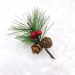 Christmas Decorations Pine Needles 10cm Mini Needle Branches Red Fruit Berries Cones Tree Decoration