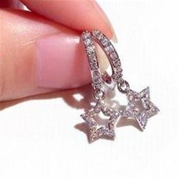 Super glittering cute new ins trendy fashion luxury designer diamond zircon lovely star clip snap earrings for woman girls2153