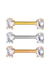 D1016 Zircon Gem Nipple Ring 14Ga 16mm Length Mix Colors014588152