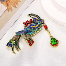 Brooches Retro Phoenix Brooch For Women Luxury Vintage Series High-end Animal Bird Rhinestone Pendant Temperament Pin Jewellery