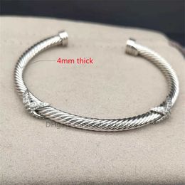 luxury Classic bracelets 5/4MM designer bracelet Double X cable open Fashion unisex cuff gold Jewellery gift Vintage craft silver 14k 18k plated