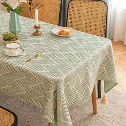 Table Cloth Japanese Style Advanced Sense Cotton Linen End Decorative Rectangular Tablecloth Wave Printed