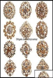 Pins Brooches Jewellery 24Pcs Clear Crystal Rhinestones Women Bridal Gold Brooch For Diy Wedding Bouquet Kit Dhcdn2482978