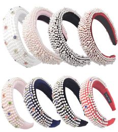 Colourful Diamond Headband Deeply Full Pearl Padded Velvet Headbands For Women Thick Alice Plush Hairband Crown Hair Accessories2823558