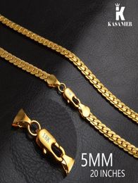 Men Sideways Link Chain Necklaces 5mm Width 18K Gold 20inch Neck Chain Curb Snake Necklaces New Wedding Fashion Jewelry Accesories8386573