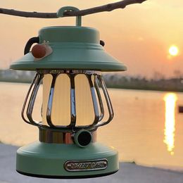 Portable Lanterns Outdoor Vintage Camping Lamp Stepless Dimming Tent Hanging Light With Hook 3Lighting Modes Torch Lantern