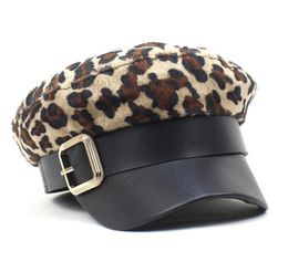 LDSLYJR 2021 Cotton Women Leopard grain print belt tongue beret Simple casual Octagonal cap Autumn and winter joker painter hat 431130233