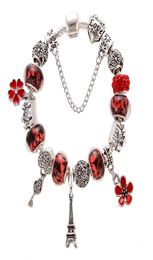 2022 New Original Charm Tower Pendant Red Bracelet Platinum DIY Beaded Ladies Elegant Jewelry With Box Holiday Gift6619673