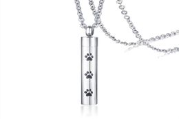 Personalised Pet Cremation Urn Necklace in Stainless Steel Memorial Remembrance Dog Cat Ashes Paw Print Necklace For Ashes3652074