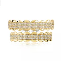 New Bling Micro Settings CZ Teeth Grillz Set Top Bottom Grills Dental Set Mouth Hip Hop Fashion Jewelry Jewelry