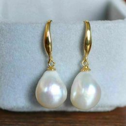 Dangle Earrings 10-11mm Natural White Southsea Baroque Pearl 14K Gold VALENTINE'S DAY Classic Mother's Accessories Hook Wedding