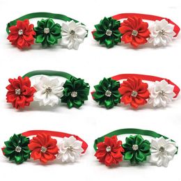 Dog Apparel 30/50pcs Christmas Rhinestones Flower Pet Bowties Xmas Holiday Accessories Neckties Grooming Supplies