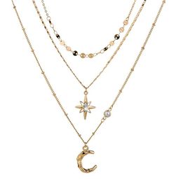 Pendant Necklaces Christmas Jewellery Ins Versatile Tianmang Star Moon Necklace Trendy Multilayer Stacked Neckchain Female8599517