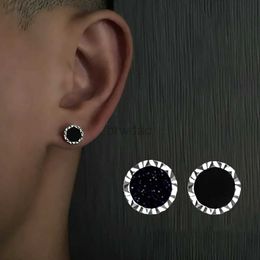 Stud Korean Black Rhinestone Stud Earring Hip Hop Punk Purple Sand Stone Earring For Men Simple Fashion Jewellery zln231226