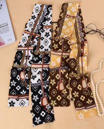 Fashion Double layer Print Skinny Silk Scarf Bag Ribbons For Women Female Neck Neckerchief Head Scarves Wraps For Ladies fehdfdh9656436