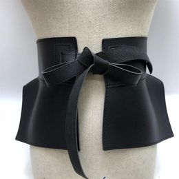 Belts Women Peplum Belt Female Skirt Leather Waist Fashion Ladies PU Black Bow Wide Harness Dresses Designer Waistband245k