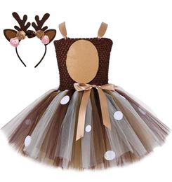 Deer Costumes for Girls Christmas Dress for Kids Halloween Costumes Reindeer Tulle Tutu Dress Birthday Princess Clothes Brown 22026214311