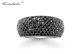 Cocktail Rings Black CZ Pave Wide 925 Sterling Silver Gift For Women & Men Europe style Ring Fashion Jewellery 2109245644750