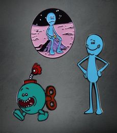 Pins Brooches I039m Mr Meeseeks Enamel Pin Rick Brooch Cartoon Blue Creatures Badge8476352