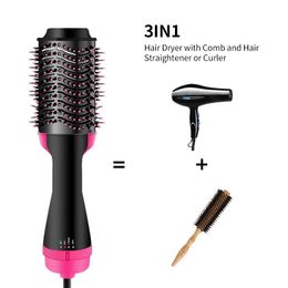 Dryers One Step Hair Dryer Electric Hot Air Brush Multifunctional Negative Dryer brush Negative Ion Generator Hair Straightener Curler