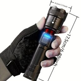 USB Charging LED Flashlight, High Lumens, Adjustable Focus Waterproof Flashlight, With 5 Modes, Suitable