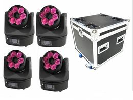 Lights 4pcs and flightcase 6X15w RGBW 4IN1 Led Bee Eyes Beam Moving Head Light DMX Stage Light dimmer 10/15 channels