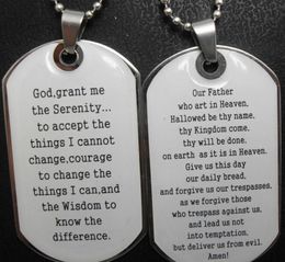 Bulk lots 50pcs Style Mix Religious Jesus Bible Prayer Pendant Necklace LORDS PRAYER SERENITY PRAYER Stainless steel Pendants Wi1930213