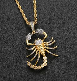 New Iced Out Micro Pave Cubic Zircon Animal Scorpion Pendant Necklace for Men Women Hip Hop Bling Party Jewelry3072233