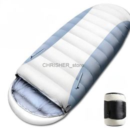 Sleeping Bags 225*95cm Large Widen Size Adult White Duck Feather Egg Shape Sleeping Bag Filling 1600/1900/2200/2600g Full Season Keep WarmL231226